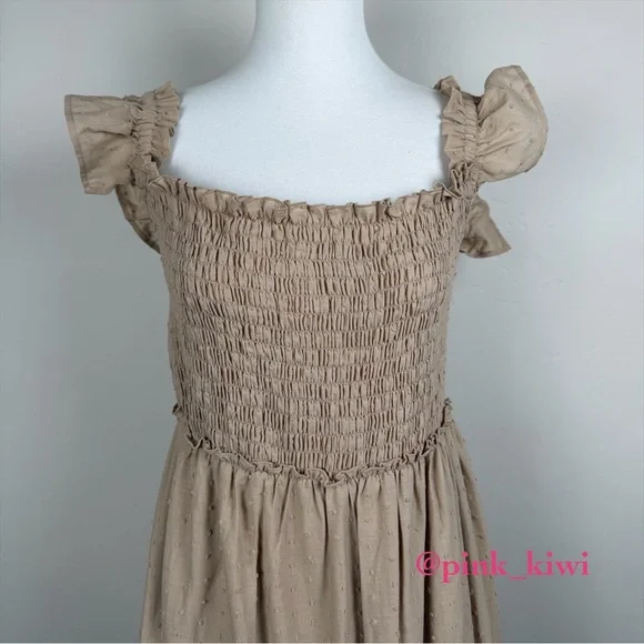 🆑 Pietro Brunelli Chloe Ruffle Sleeve Smocked Maternity Dress - Picture 3 of 16